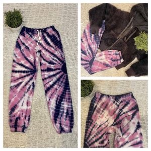 Aeropostale Tie Dye Joggers Sweatpants Fleece Lounge Pants Slouchy High Waist